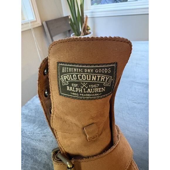 POLO Ralph Lauren Ranger Leather Lace Up Buckle Boots Men’s Size 7.5 Brown Tan main image 8